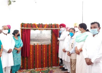 Photo caption: Punjab Health Minister  Balbir Singh Sidhu lays the foundation stone of new rooms to be constructed at Civil Lines School, Patiala.