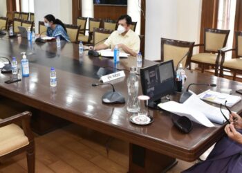 Punjab Chief Secretary Ms Vini Mahajan presiding over a virtual meeting of high powered committee for identification of black spots on roads at Chandigarh.