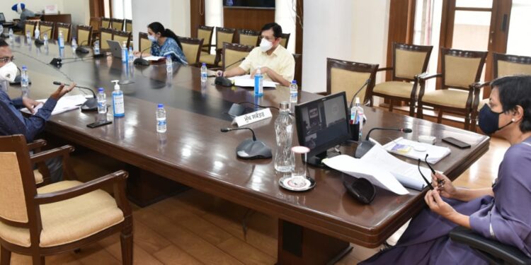 Punjab Chief Secretary Ms Vini Mahajan presiding over a virtual meeting of high powered committee for identification of black spots on roads at Chandigarh.