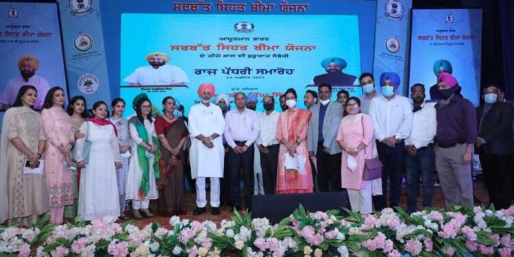 Health Minister Mr Balbir Singh Sidhu during a state-level function held at Kisan Vikas Chamber, Mohali