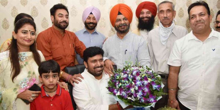 Puneet Saini Pinta taking over as Chairman of Punjab Traders Board in Chandigarh on Tuesday