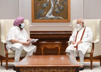 Punjab Chief Minister Captain Amarinder Singh calls on Prime Minister Narendra Modi in New Delhi on Wednesday.