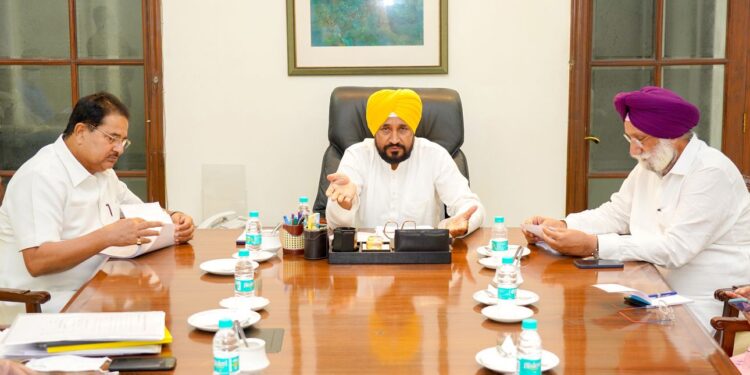 Punjab Chief Minister Charanjit Singh Channi chairing a Cabinet Meeting at CMO on Monday