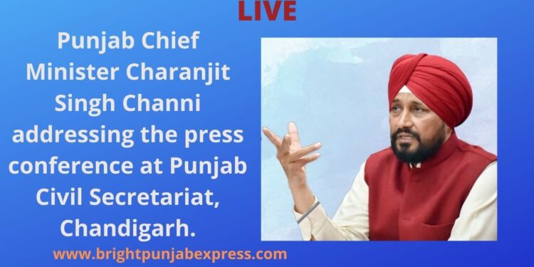 Punjab Chief Minister Charanjit Singh Channi addressing the press conference