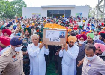 PUNJAB CM PAYS SHARES GRIEF WITH BEREAVED FAMILY OF MARTYR SEPOY GAJJAN SINGH AT HIS NATIVE VILLAGE PACHARNDA