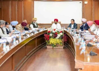 Punjab Chief Minister Charanjit Singh Channi chairing a Cabinet meeting at Punjab Bhawan