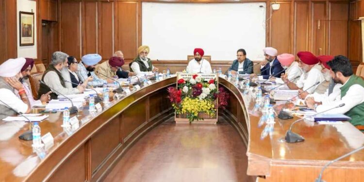 Punjab Chief Minister Charanjit Singh Channi chairing a Cabinet meeting at Punjab Bhawan