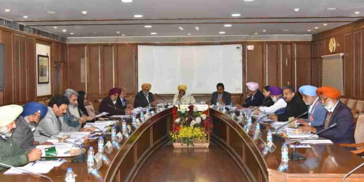 Punjab Chief Minister Charanjit Singh Channi chairing a Cabinet meeting at Punjab Bhawan on Thursday