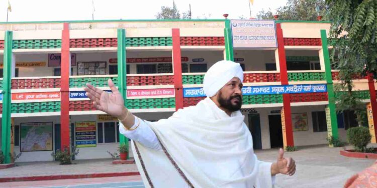 Punjab Chief Minister Mr Charanjit Singh Channi today visited the school in his maternal village Makdona Kalan