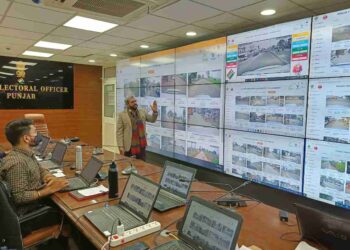 CEO Punjab Dr S Karuna Raju inspecting State Webcasting Control Room at CEO Punjab Office