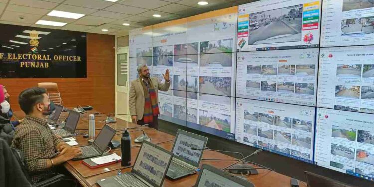 CEO Punjab Dr S Karuna Raju inspecting State Webcasting Control Room at CEO Punjab Office