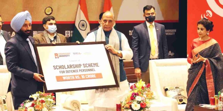 Defence Minister Rajnath Singh inaugurates Kalpana Chawla Centre for Research in Space Science & Technology at Chandigarh University, Gharuan