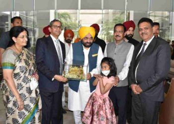 BHAGWANT MANN WELCOMES CJI DURING HIS MAIDEN VISIT TO STATE