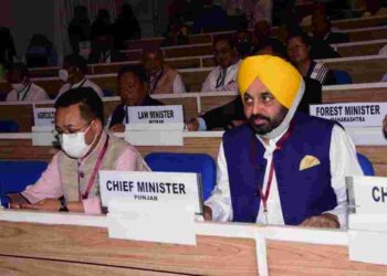 Punjab Chief Minister Bhagwant Mann participates in the Joint Conference of Chief Ministers of States and Chief Justices of High Courts held at Vigyan Bhawan, New Delhi on Saturday. The Prime Minister Narendra Modi addressed the gathering on the occasion. The previous such conference was held in 2016.