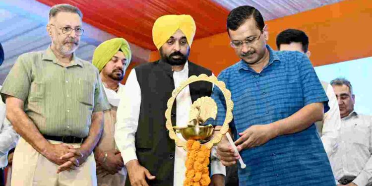 Punjab CM Bhagwant Mann and Delhi CM Arvind Kejriwal launch ‘CM Di Yog Shala’ in Punjab