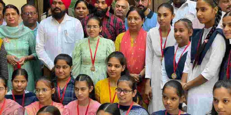 Cabinet Minister Dr. Baljit Kaur honored students who stood first in 10th class examination