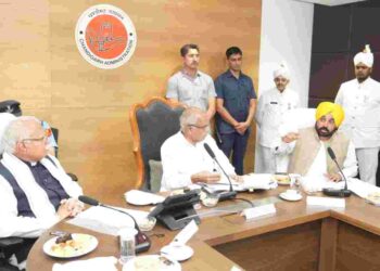 Chief Minister, who participated in a meeting with the Governor of Punjab and Administrator of Chandigarh Banwari Lal Purohit and Haryana CM Manohar Lal Khattar