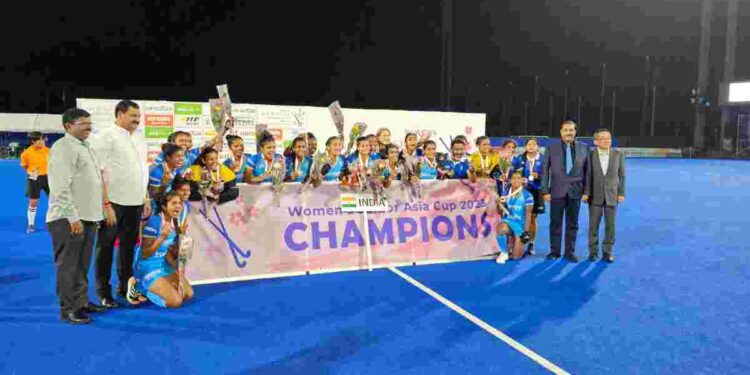 Indian Women Junior Hockey Team for lifting Asia Cup Hockey by defeating Korea 2-1