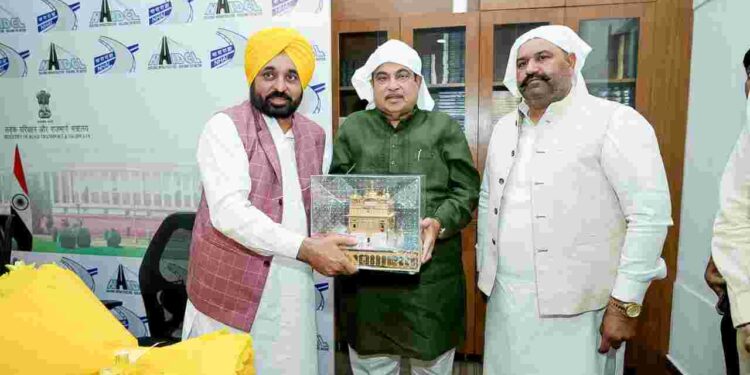 Punjab Chief Minister Bhagwant Mann on Wednesday impressed upon the Union Minister for Road Transport and Highway Nitin Gadkari