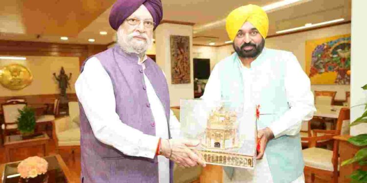 Punjab Chief Minister Bhagwant Mann today impressed upon Union Housing and Development Minister Hardeep Puri