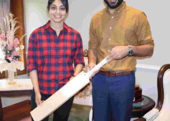 Sports Minister Meet Hayer meets Cricketer Harleen Deol and Junior World Cup medallist shooters