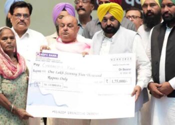 Punjab Chief Minister Bhagwant Mann on Wednesday handed over cheques of financial assistance