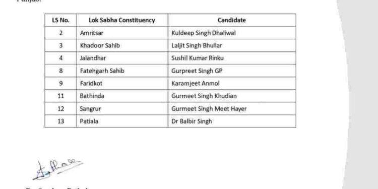 AAP releases list of 8 Lok Sabha candidates in Punjab