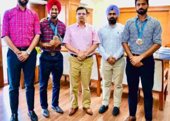 Punjab Chief Secretary Anurag Verma congratulates Paris Olympics medalist PCS Officer Hockey Players