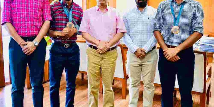 Punjab Chief Secretary Anurag Verma congratulates Paris Olympics medalist PCS Officer Hockey Players