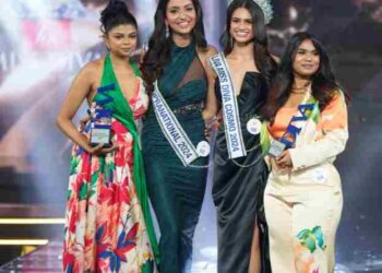 L to R_ LIVA Miss Diva Content Creator 2024 Ananya Praveen, LIVA Miss Diva Supranational 2024 Ayushree Malik, LIVA Miss Diva Cosmo 2024 Vipra Mehta, LIVA Miss Diva Fashion Designer 2024 Sudhruti Padhiary