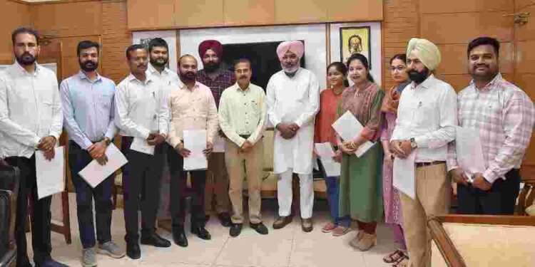 FINANCE MINISTER HARPAL SINGH CHEEMA HANDS OVER APPOINTMENT LETTERS TO 11 NEWLY APPOINTED SECTION OFFICERS