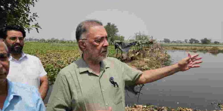 Health Minister Dr. Balbir Singh Reviews Pond Cleaning Work in Villages Baran and Nandpur Kesho