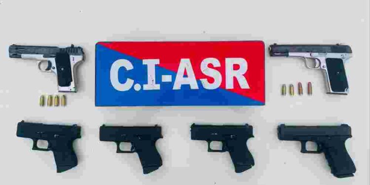 FIVE HELD WITH SIX SOPHISTICATED PISTOLS IN AMRITSAR