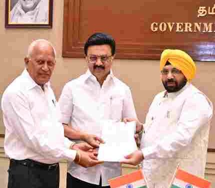 HARBHAJAN SINGH ETO AND BARINDER KUMAR GOYAL CALL ON TAMIL NADU CM MK STALIN