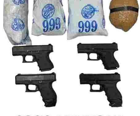 FIVE MEMBERS OF SMUGGLING MODULE HELD WITH FOUR GLOCK PISTOLS, 2KG HERION
