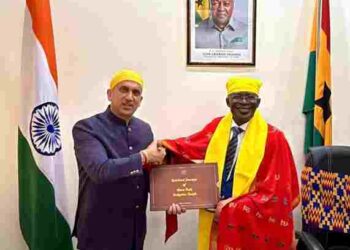 High Commissioner of Ghana to India H.E. Prof. Kwasi Obiri-Danso acknowledges book authored by Harpreet Sandhu dedicated to 350th Martyrdom Year of Sri Guru Tegh Bahadur Sahib