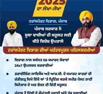 YEAR ENDER-2025: 56 SMART TRANSPORT SERVICES MADE AVAILABLE 24×7: LALJIT SINGH BHULLAR