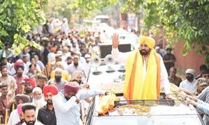 CM Bhagwant Singh Mann leads ‘Shukrana Yatra’ in Majha region on 2nd day, says those committing beadbi will no longer escape punishment