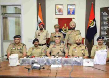10 HELD WITH 6 PISTOLS, 4.4KG HEROIN, 500-GM OPIUM, ₹12.9L DRUG MONEY AND ONE DRONE IN AMRITSAR