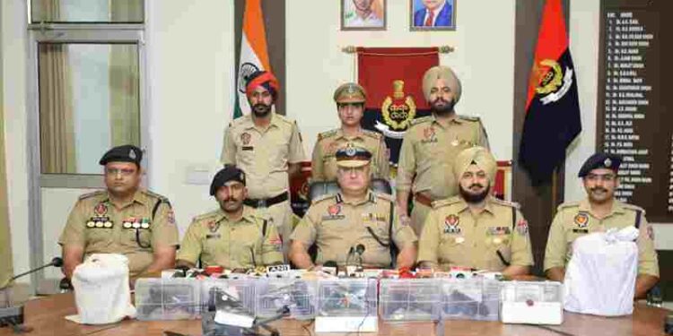 10 HELD WITH 6 PISTOLS, 4.4KG HEROIN, 500-GM OPIUM, ₹12.9L DRUG MONEY AND ONE DRONE IN AMRITSAR